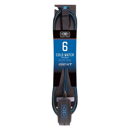 Ocean & Earth Cold Water Premium One-XT Leash – 6 ft: Blue packaged Cold Water Premium leash