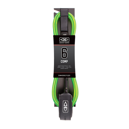 Ocean & Earth Diamond Flex Comp Leash – 6 ft: Lime packaged leash
