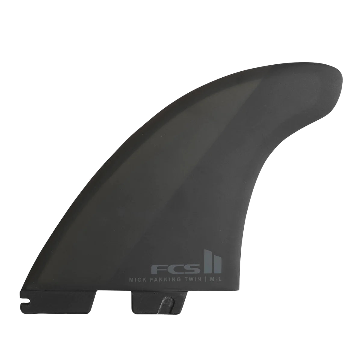 FCS II Mick Fanning Twin + Stabiliser Fins - PC + AirCore: black Mick Fanning twin fin with dark geometric panels