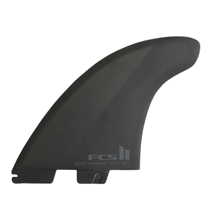 FCS II Mick Fanning Twin + Stabiliser Fins - PC + AirCore: black Mick Fanning twin fin with dark geometric panels