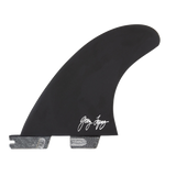 FCS II Gerry Lopez Tri-Quad Fins - Performance Core: reverse black face showing the Gerry Lopez signature