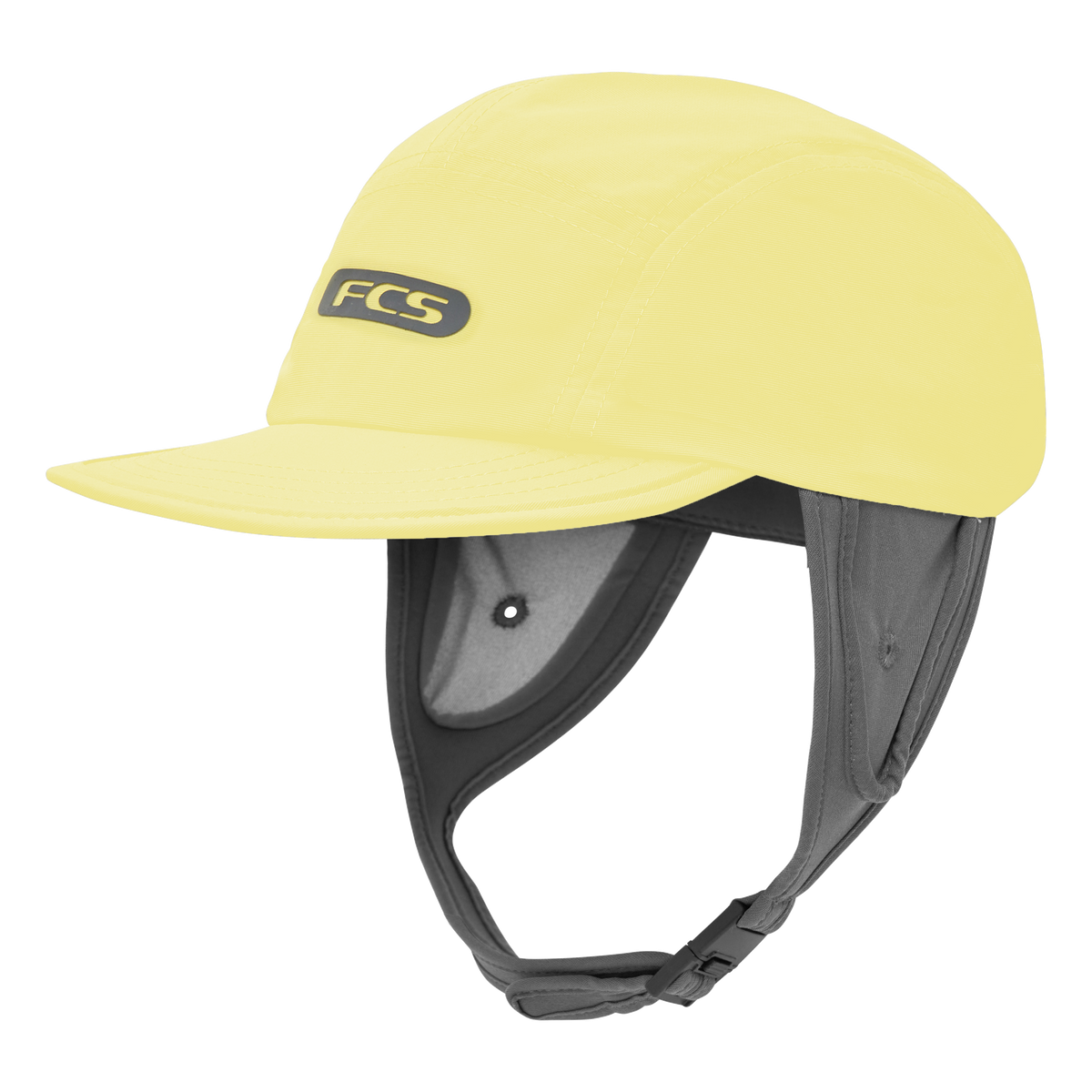 FCS Essential Surf Cap: butter surf cap with chin strap