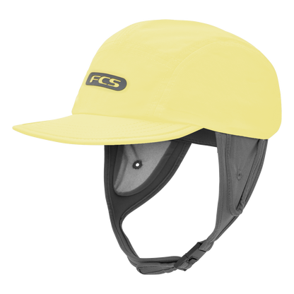 FCS Essential Surf Cap: butter surf cap with chin strap