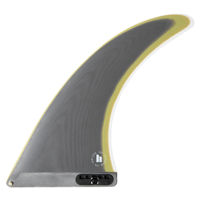 FCS II Clique Longboard Fin - Performance Glass: charcoal Clique fin with olive outline and tool-less fitting
