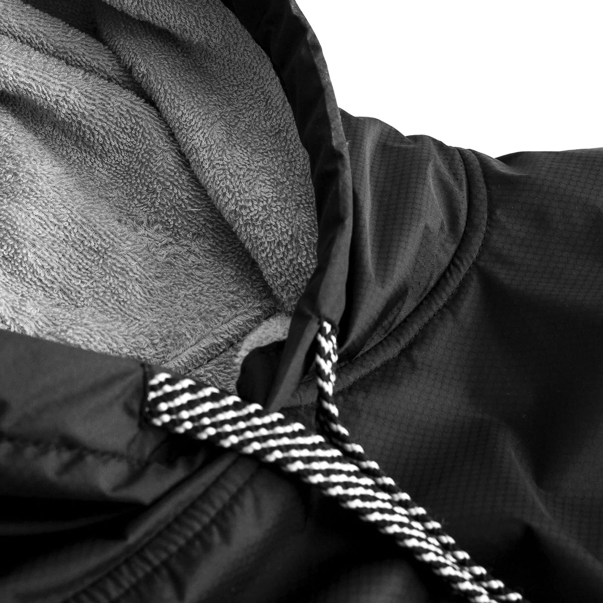 Ocean & Earth Perfect Storm Water-Resistant Poncho: hood lining and drawcord close-up