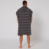 Ocean & Earth Mens Layz Hooded Poncho: Charcoal poncho worn, rear view