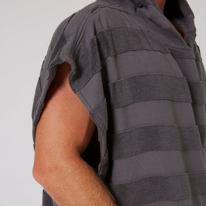 Ocean & Earth Mens Layz Hooded Poncho: Charcoal shoulder and arm opening detail