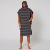 Ocean & Earth Mens Layz Hooded Poncho: Charcoal poncho worn with hood raised