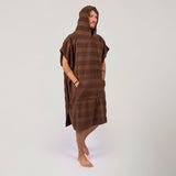 Ocean & Earth Mens Layz Hooded Poncho: Cocoa poncho worn with hood raised