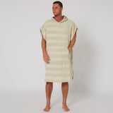 Ocean & Earth Mens Layz Hooded Poncho: Sand poncho worn, front view