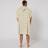 Ocean & Earth Mens Layz Hooded Poncho: Sand poncho worn, rear view