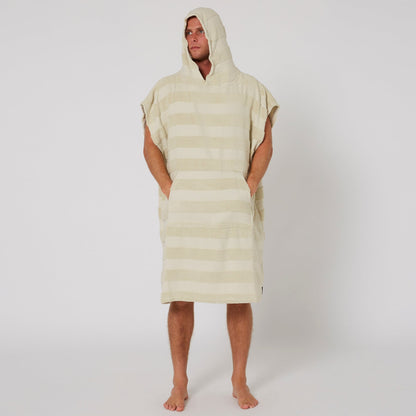 Ocean & Earth Mens Layz Hooded Poncho: Sand poncho worn with hood raised