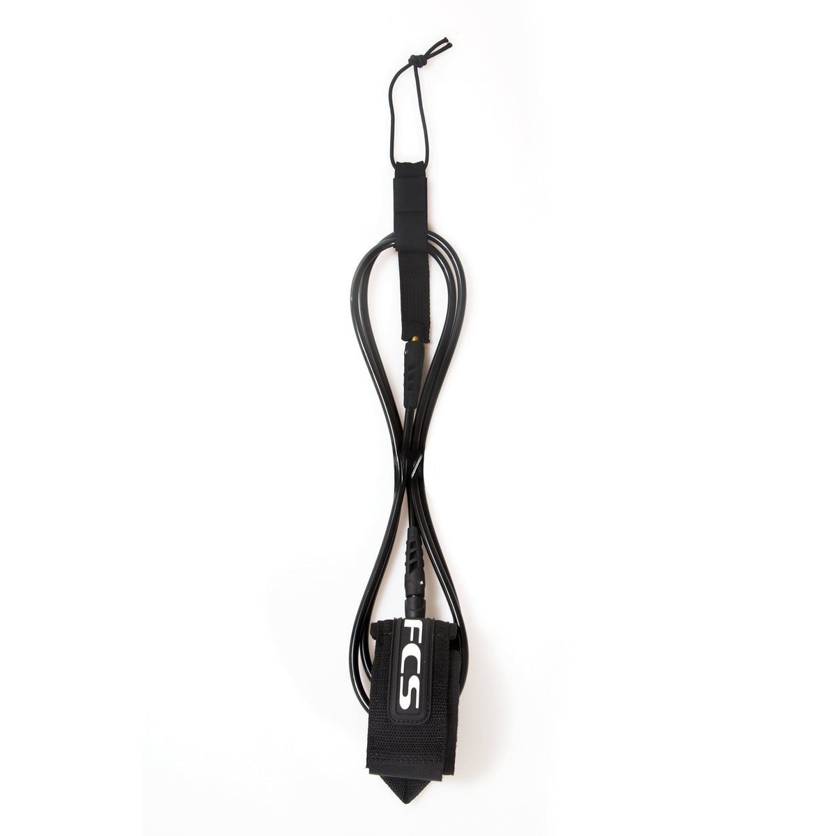 FCS Classic Comp Leash: full-length black cord and rail saver