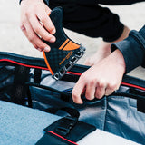 Ocean & Earth Quad Wheel Shortboard Cover: packing the internal fin compartment
