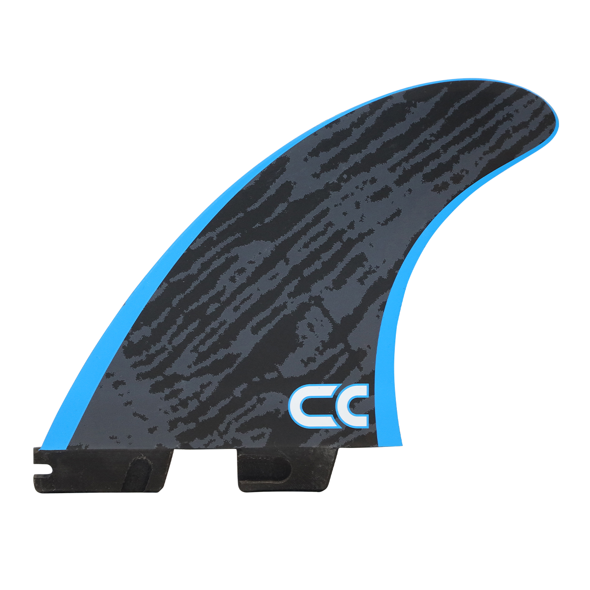 FCS II Crosby Colapinto Tri Fin Set - Performance Core: reverse patterned face with blue CC initials