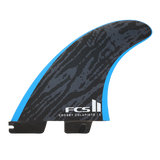 FCS II Crosby Colapinto Tri Fin Set - Performance Core: black and Blue Crosby Colapinto fin with patterned face and FCS logo