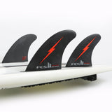 Nathan Florence Big Wave thruster set mounted on a white surfboard