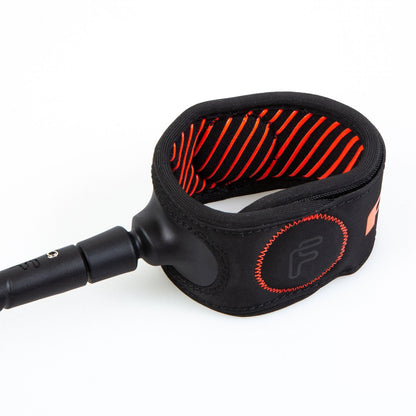 FCS Freedom Helix Leash - All Round: red grip print inside the lightweight ankle cuff
