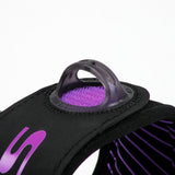 FCS Freedom Helix Leash - Comp 6 ft: finger loop and purple grip print on the quick release tab