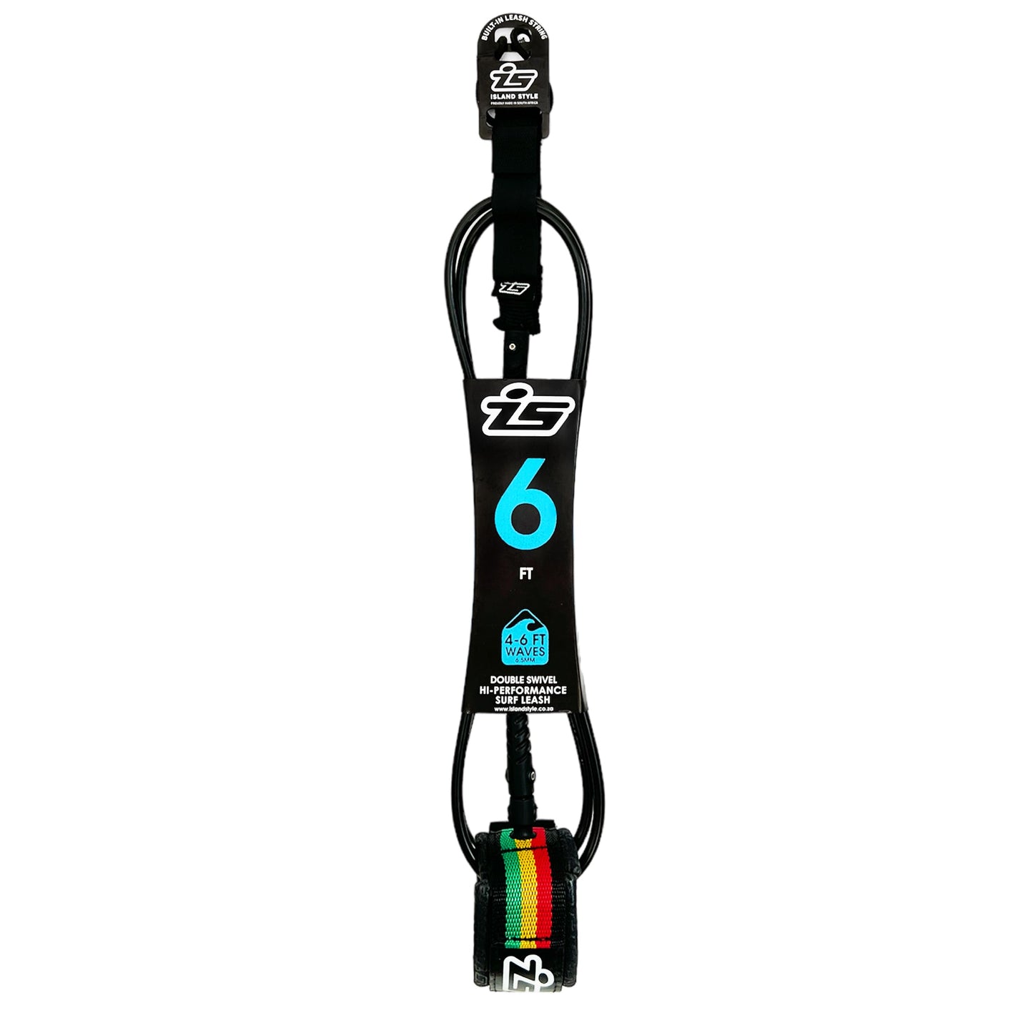 ISLAND STYLE 6.5mm Cord Double Swivel Leash - Length 6ft - Island Style