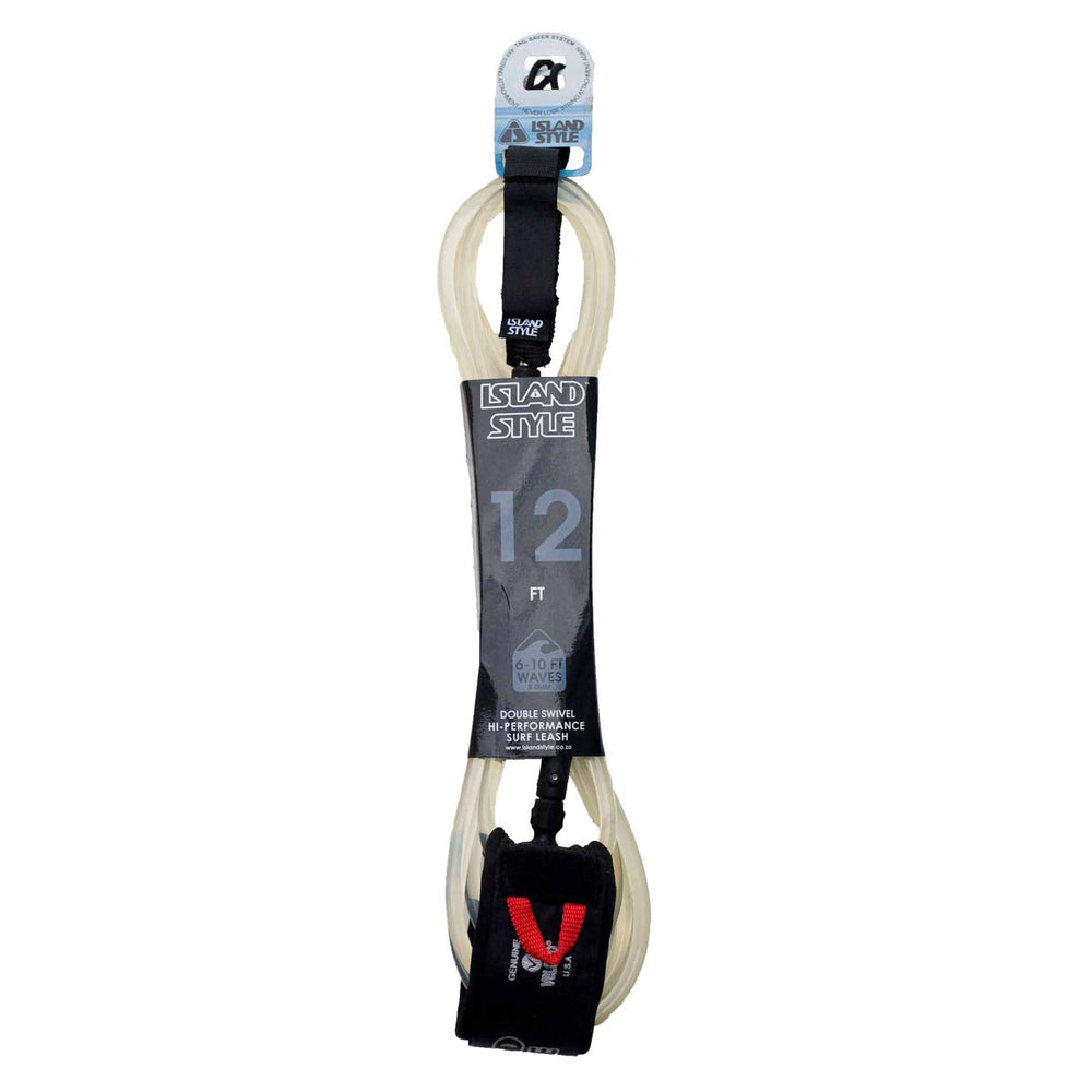 ISLAND STYLE 8mm Cord Double Swivel Ankle SUP Leash - Length 12ft