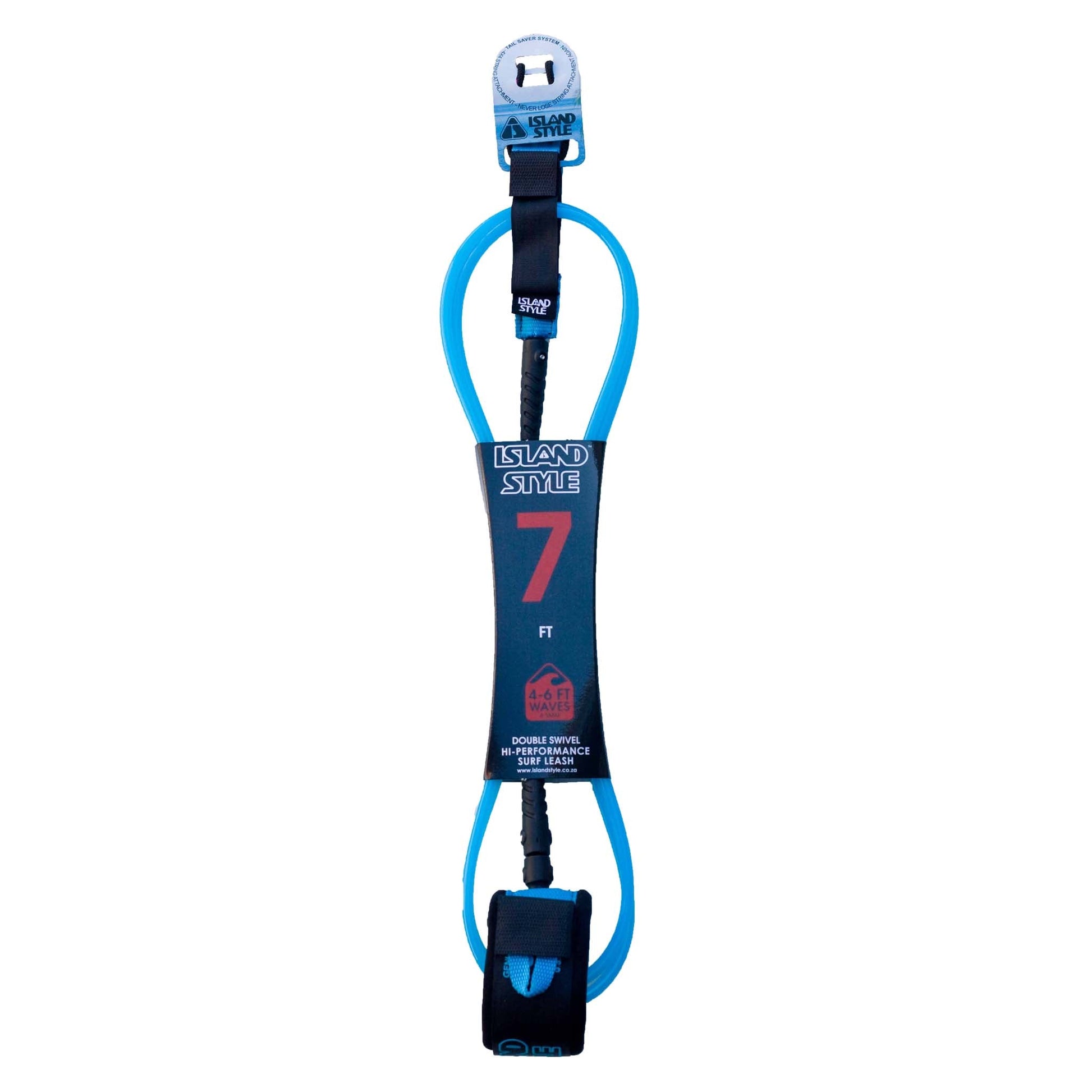 ISLAND STYLE 6.5mm Cord Double Swivel Leash - Length 7ft - Island Style