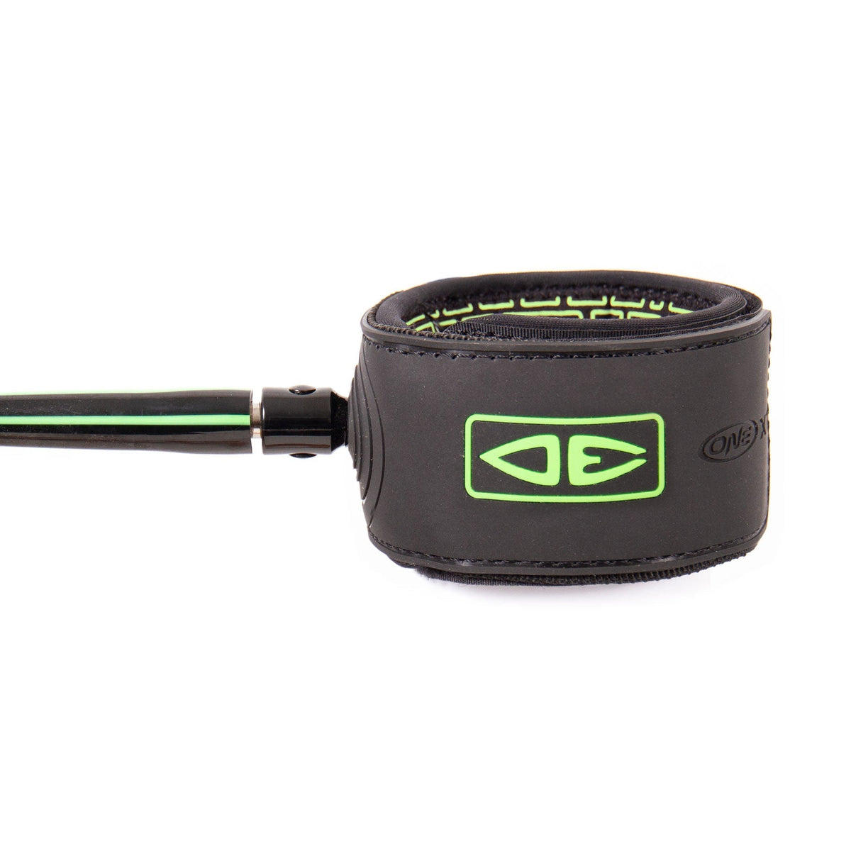 Ocean & Earth Longboard Premium One-XT Leash – 9 ft: Lime ankle cuff and cord connection