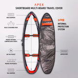 Ocean & Earth APEX Shortboard Travel Cover – 3 Board: internal protection system diagram