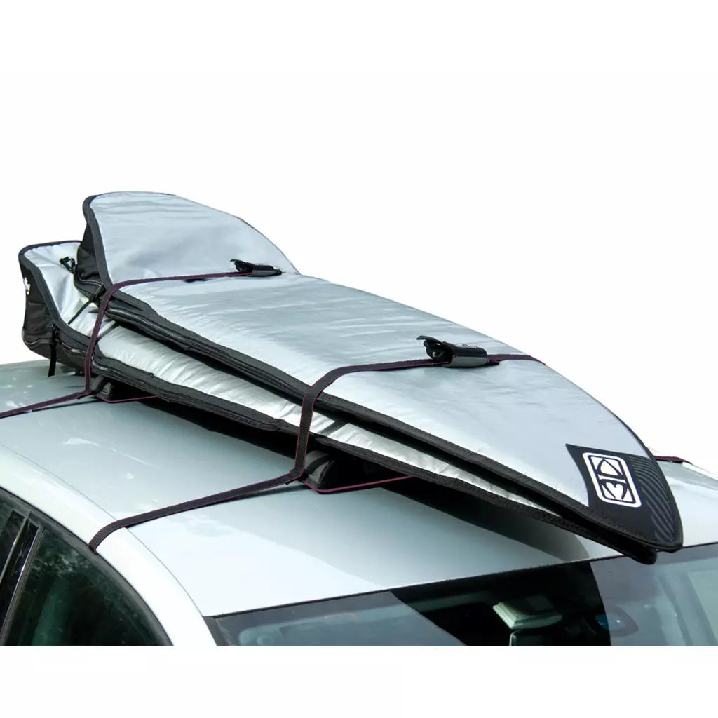 Ocean & Earth Surfboard Rap Rax – Single Stack: Surfboard carried on a vehicle roof