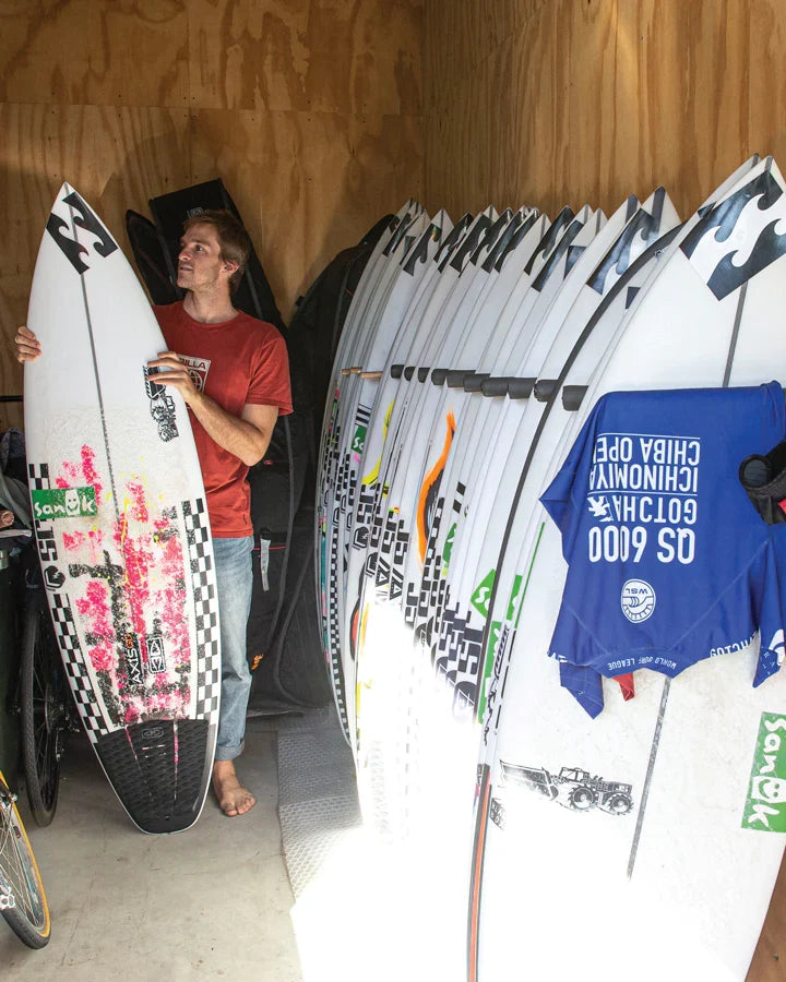 Ocean & Earth Surfboard Stack Rax – Pair: Large surfboard quiver stored in a workshop