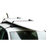Ocean & Earth Multipurpose Roof Rax: Surfboard strapped onto soft roof racks