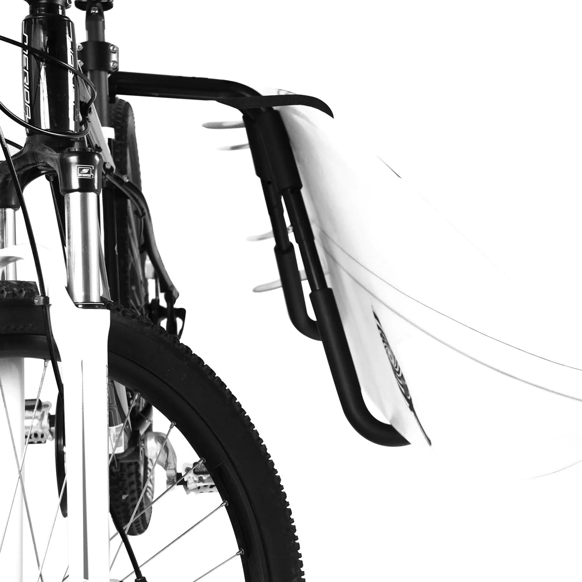 Ocean & Earth Side Loader Bike Rack: Rack mounting arm beside the bicycle saddle