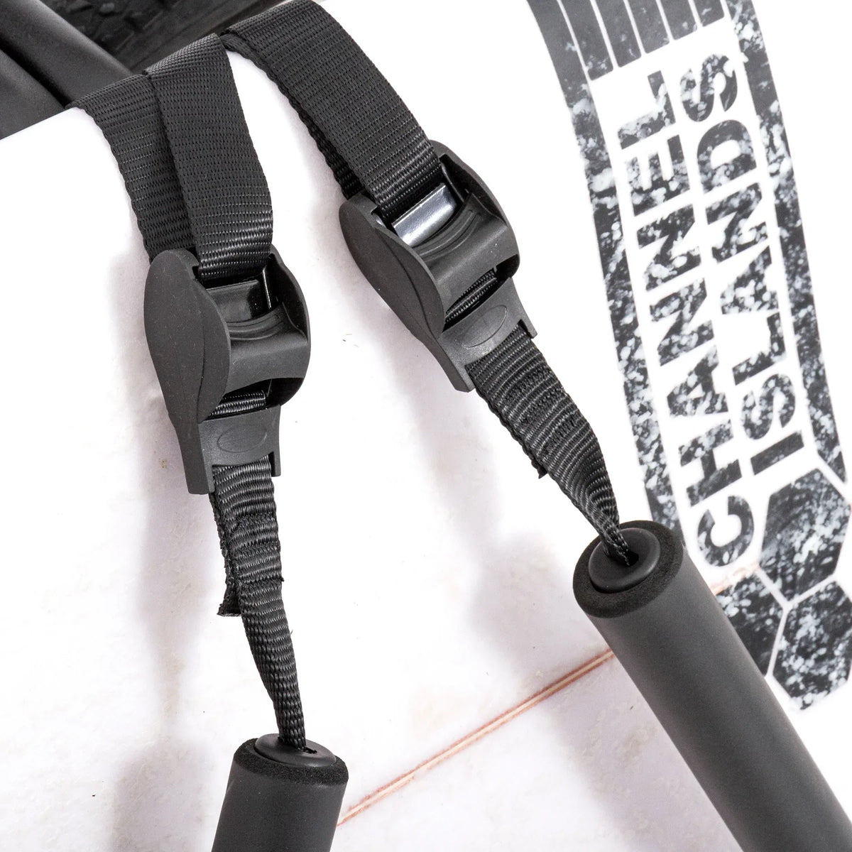 Ocean & Earth Side Loader Bike Rack: Surfboard securing strap detail