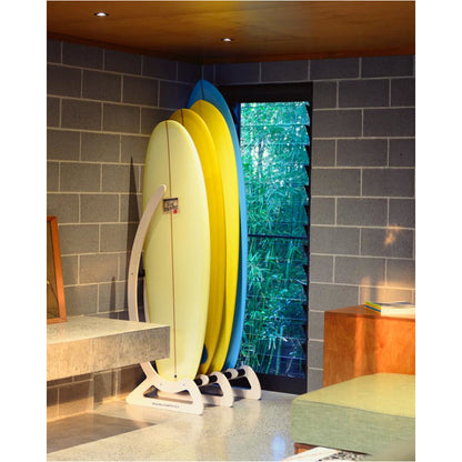 Ocean & Earth Timber Free Standing Rack: Surfboards stored in an indoor room
