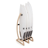Ocean & Earth Timber Free Standing Rack: Four surfboards arranged in the stand