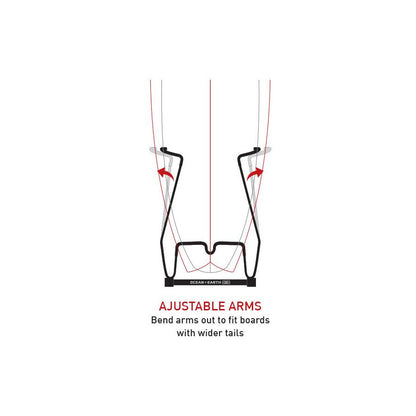 Ocean & Earth Single Vertical Display Rack: Diagram showing adjustable rail arms