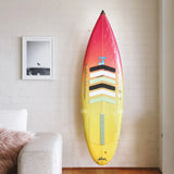 Ocean & Earth Invisible Vertical Wall Display Rack: Surfboard displayed on a living-room wall