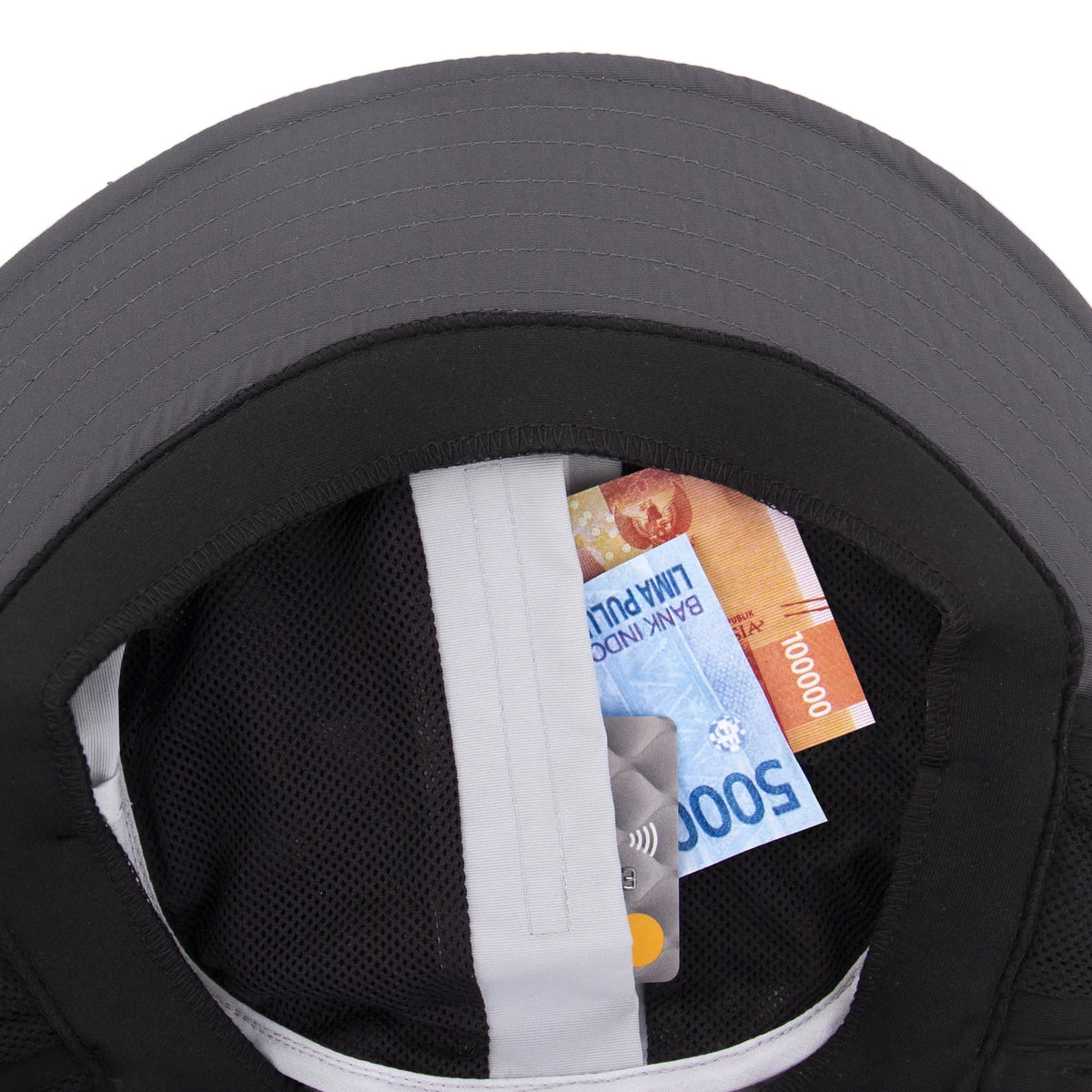 Ocean & Earth Indo Stiff Peak Surf Hat: Internal stash pocket under the crown