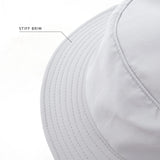 Ocean & Earth Indo Stiff Peak Surf Hat: Stiff front brim construction detail