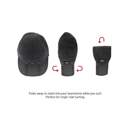 Ocean & Earth Tropic Stash Foldaway Surf Cap: Sequence showing how the cap folds