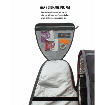 Ocean & Earth Quad Coffin Shortboard Cover: wax storage-pocket detail