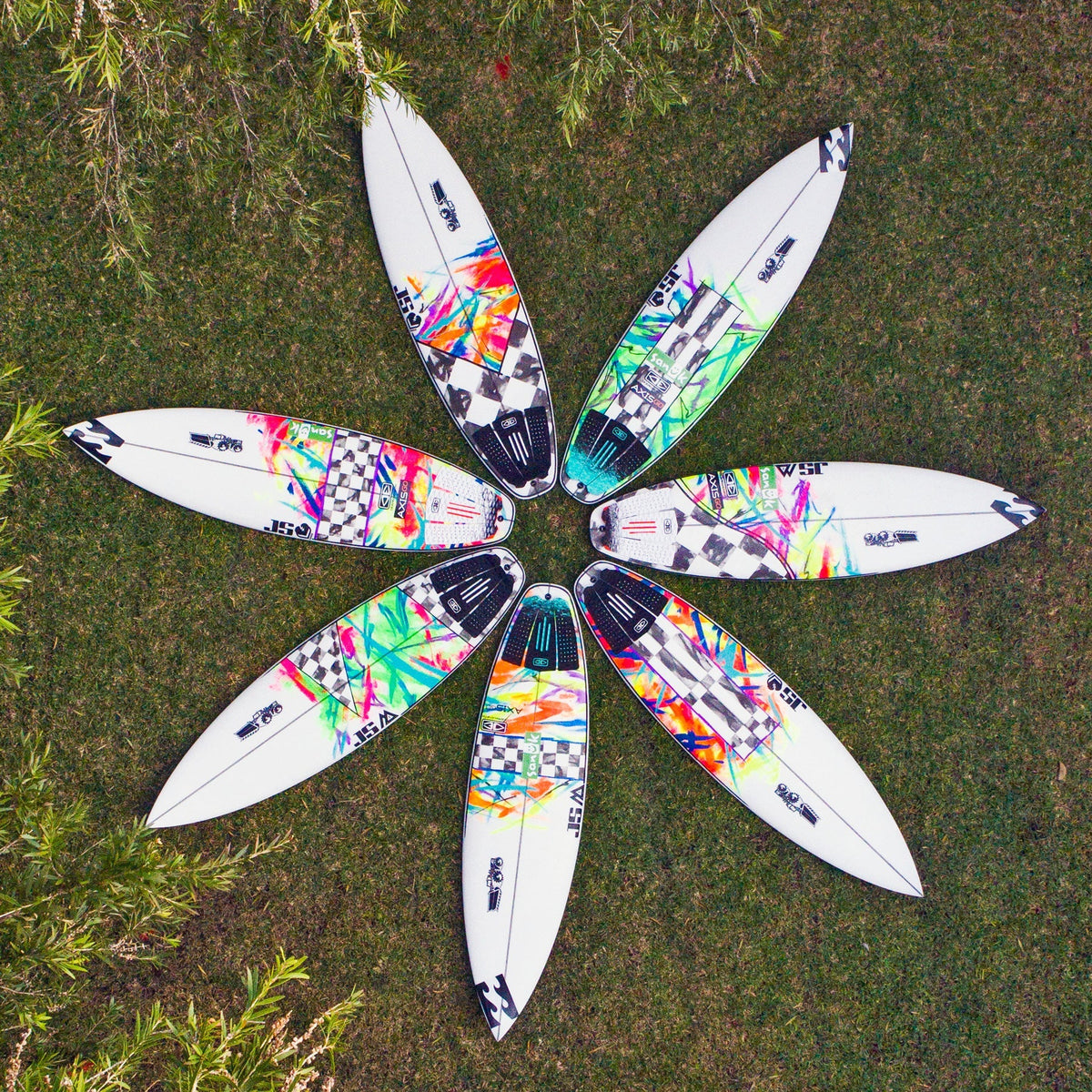 Ocean & Earth Ryan Callinan Three-Piece Traction Pad: pads fitted on a group of surfboards