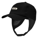 FCS Essential Trucker Wet Cap: black wet trucker cap, profile view