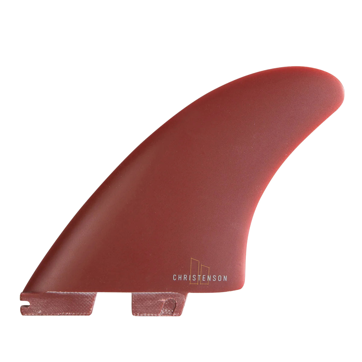 FCS II Christenson Twin - Performance Glass: blood Red twin fin with Christenson lettering