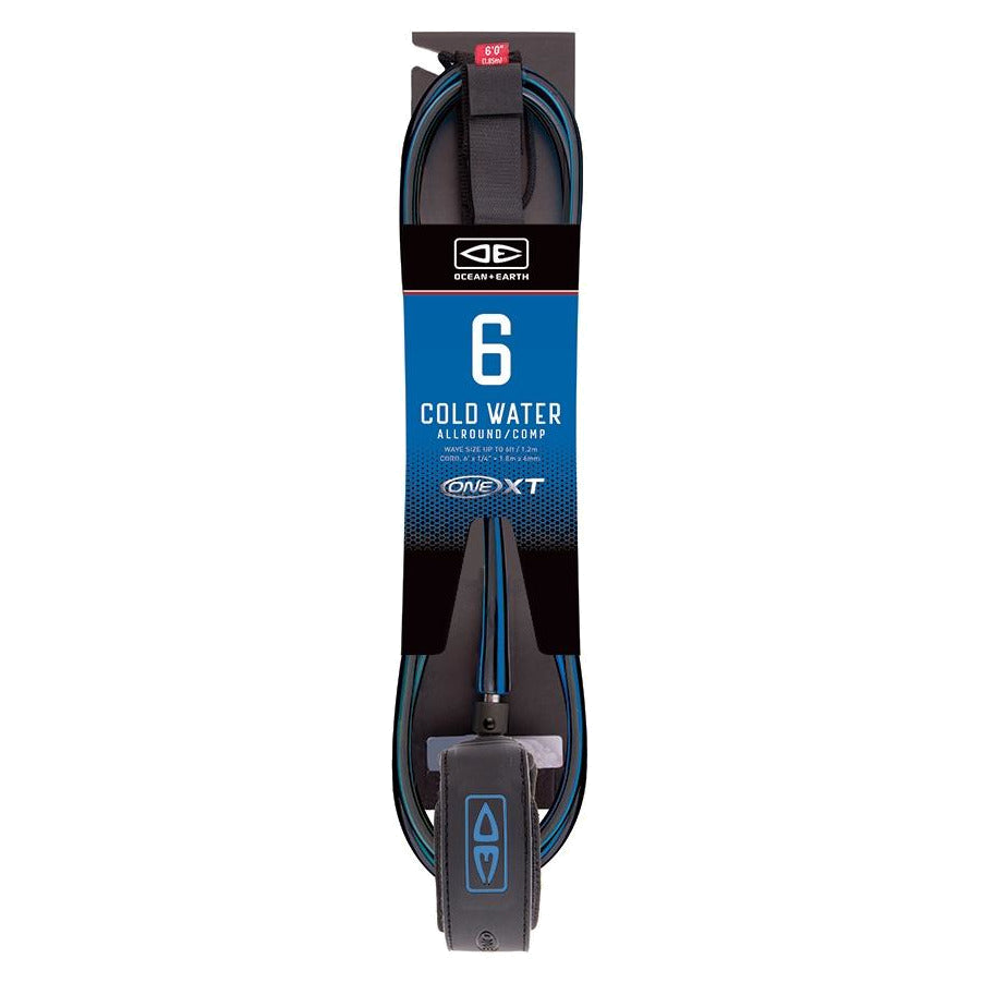 Ocean & Earth Cold Water Comp One-XT Leash – 6 ft: Blue packaged Cold Water Comp leash
