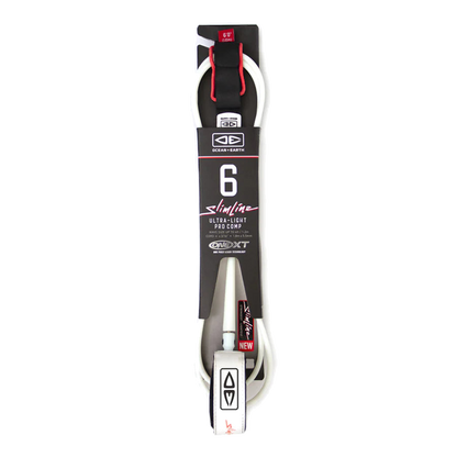 Ocean & Earth Slimline Ultra-Light Pro Comp One-XT Leash – 6 ft: White packaged leash