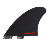 Black reverse of the JS Modern Keel with red JS logo