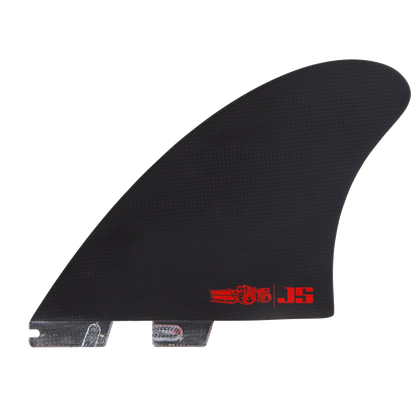 Black reverse of the JS Modern Keel with red JS logo