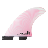 FCS II Sally Fitzgibbons Tri Fins - Performance Core: dusty Pink fin with fine radial lines and black FCS lettering