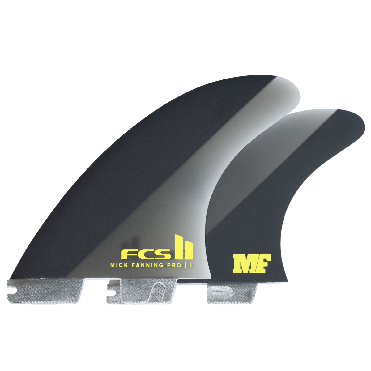 FCS II Mick Fanning PG Pro Tri Fin Set - Performance Glass: three PG Pro fins shown together